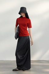 Backless Turtleneck Slim T-Shirt