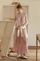 Pleated Sleeveless Flare Dress