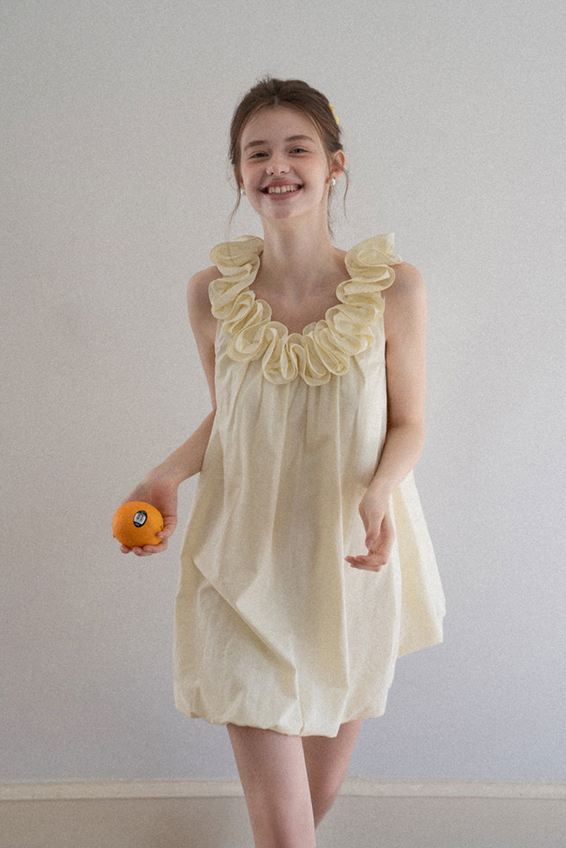 Three-Dimensional Lace Collar Puffy Dress