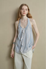 Ruffle Halterneck Loose Top