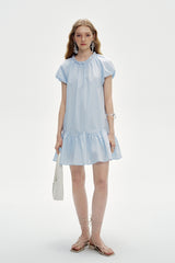 Round Neck Puff Sleeve Loose Dress