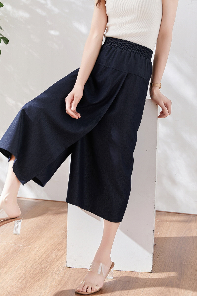 Draped Loose Wide-Leg Pants