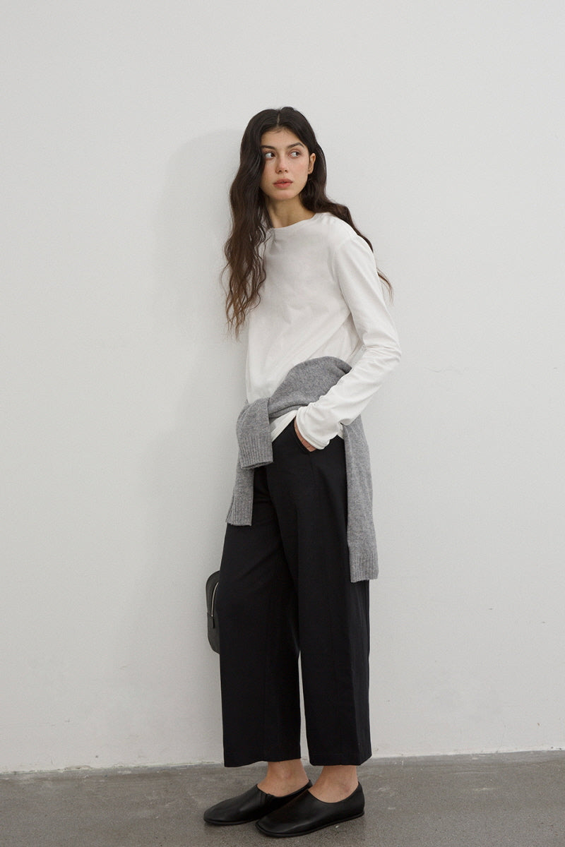 Split Seam Rolled Long Sleeve T-Shirt