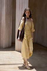 Crumpled Pleated One-Shoulder Maxi Dress