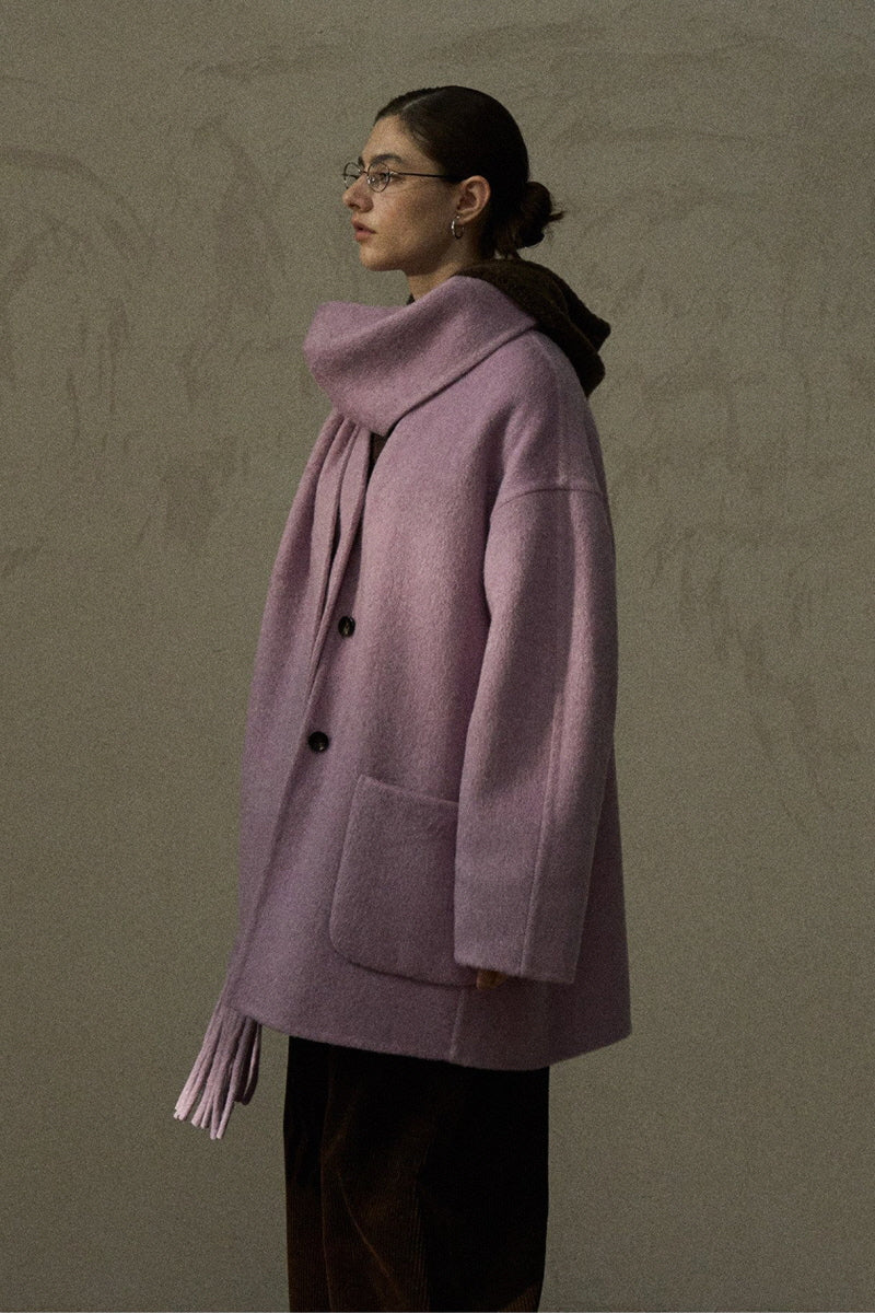 Reversible Tassel-Scarf Duffle Jacket