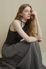 Irregular Panel Pleated Slanted-Shoulder Dress