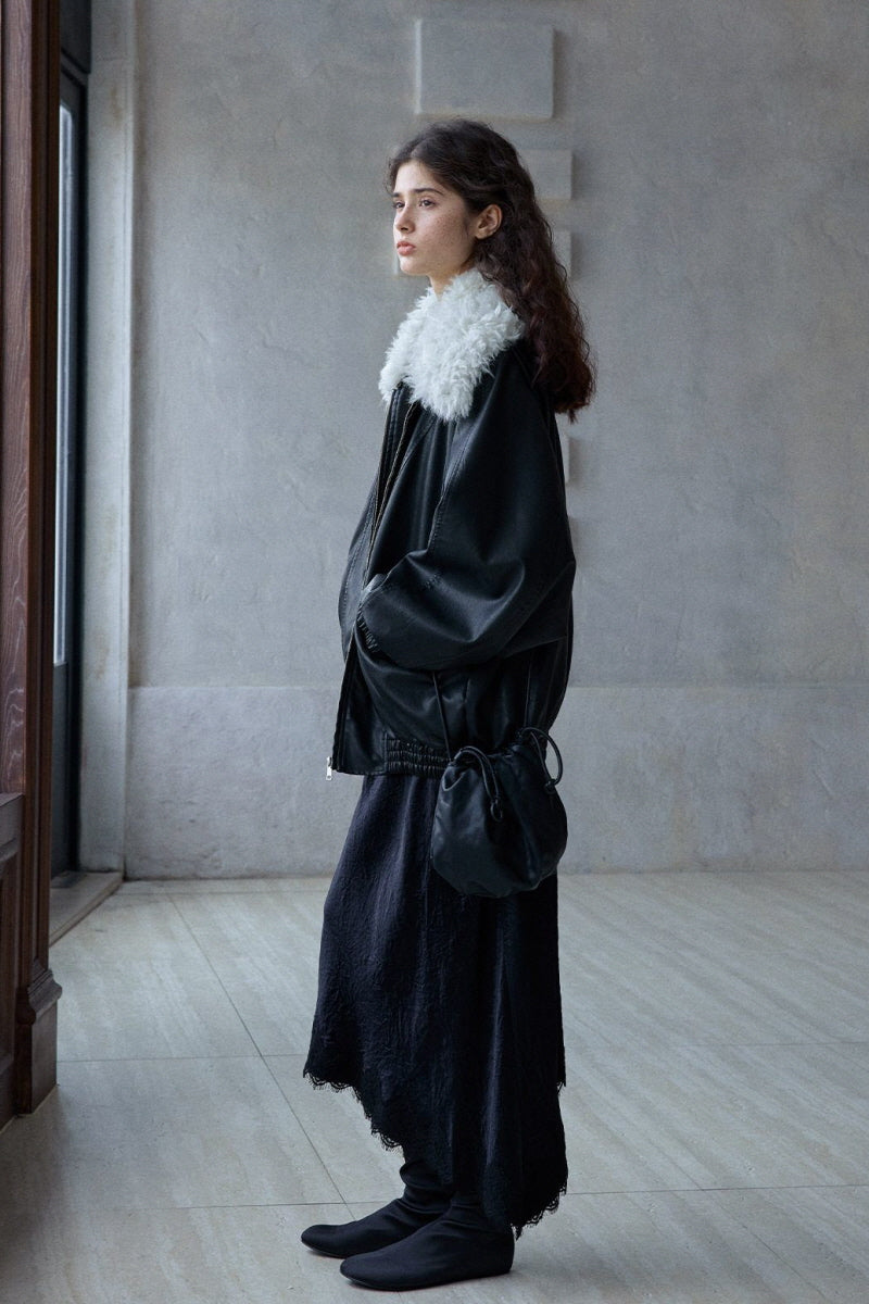 Detachable Fur Collar Bomber Jacket