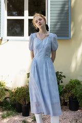 Square Neck Cinched Waist Slim Midi Dress