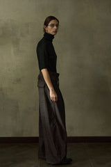 Adjustable-Strap Two-Tone Loose Slacks