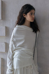 Lazy Irregular Collar Pleated Knitted Top