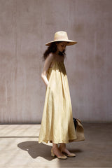 Pleated Backless Slip Dress