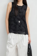 Three-Dimensional Hollow Embroidery Sleeveless Top