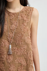 Three-Dimensional Hollow Embroidery Sleeveless Top