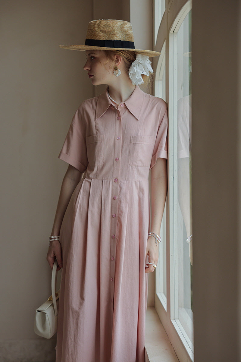 Strappy Waist Shirt Midi Dress