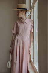 Strappy Waist Shirt Midi Dress