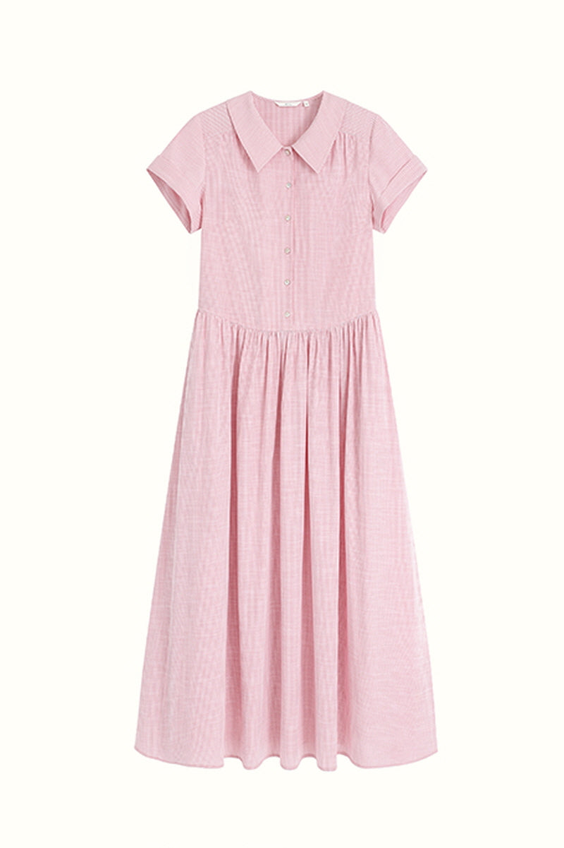Striped Short Sleeve Waist Dress