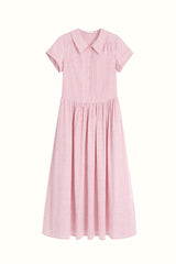 Striped Short Sleeve Waist Dress