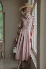 Strappy Waist Shirt Midi Dress