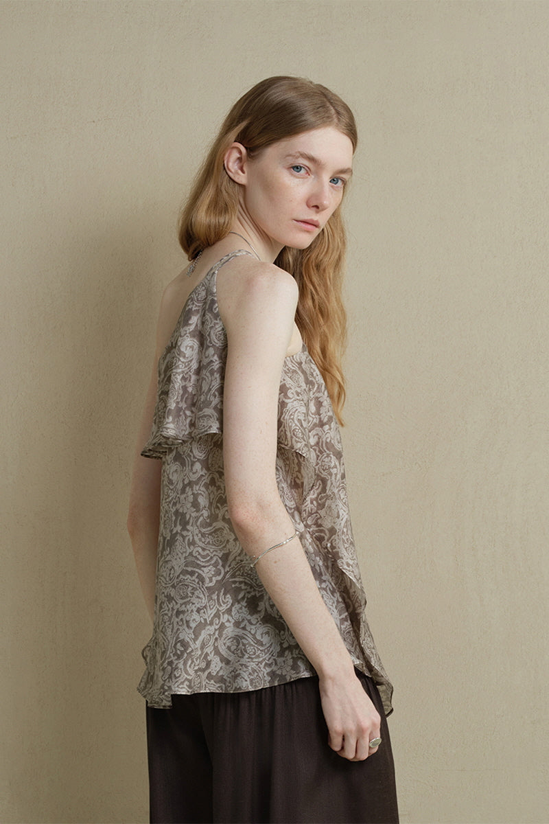 Irregular Strap Ruffle Top