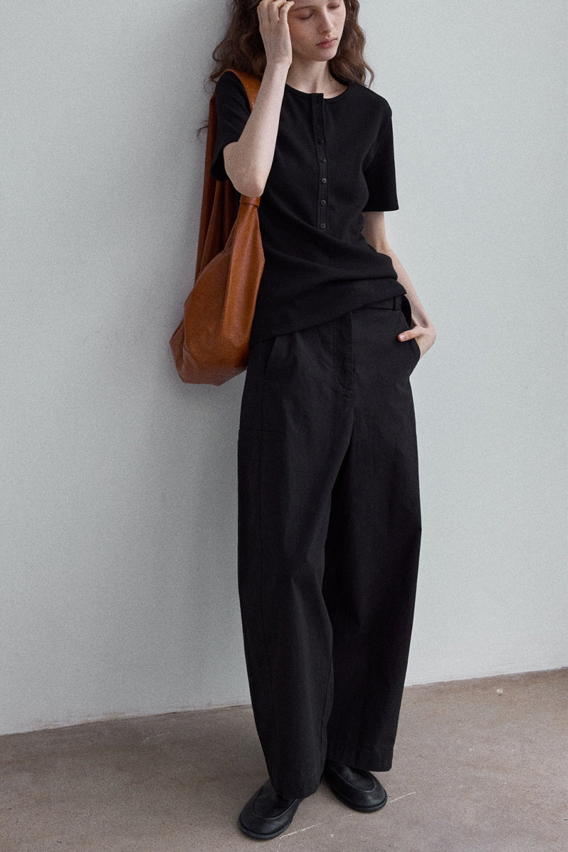 Relaxed Scimitar Wide-Leg Pants