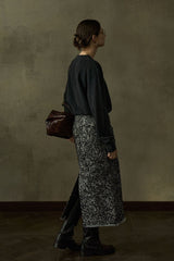Jacquard Pattern Tweed Skirt