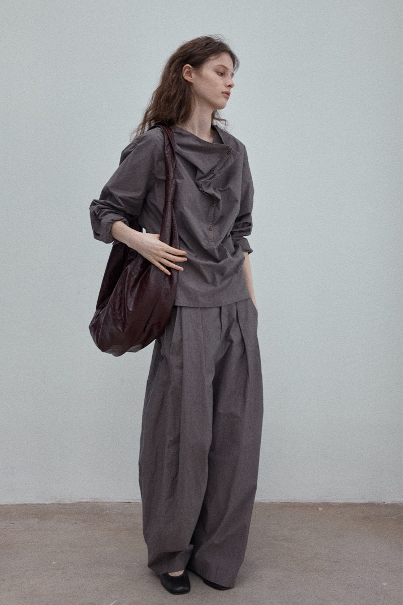 Pleated Wide-Leg Floor-Length Pants
