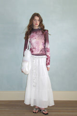 Tiered Pleated Sheer Maxi Skirt