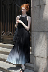 Gradient Pleated Halterneck Dress