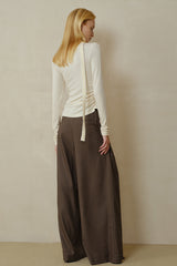 Draped Overlapping Mesh Wrap Top
