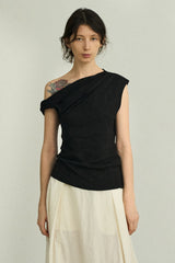 Twisted Slanted Shoulder Slim Top