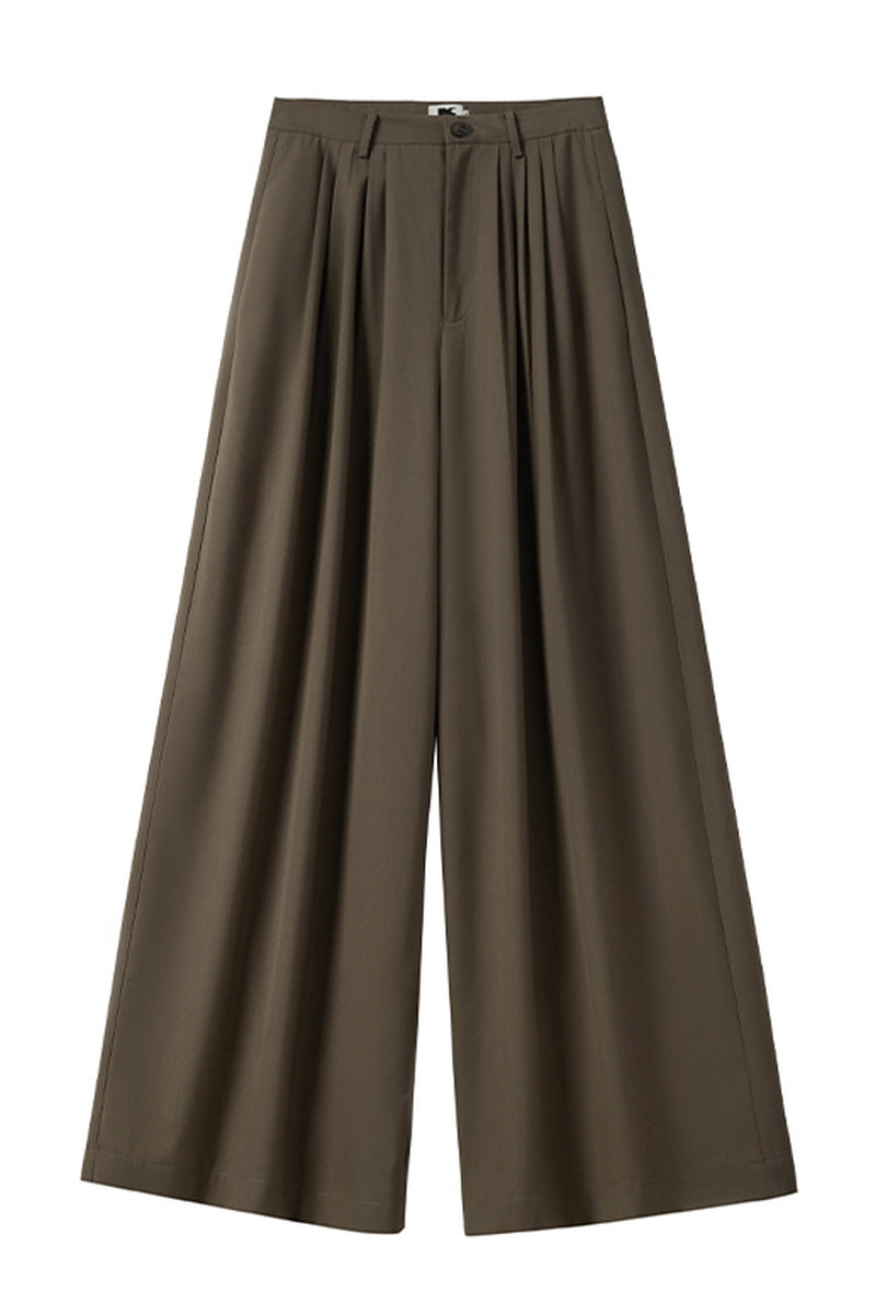 Accordion Pleated Wide-Leg Suit Pants