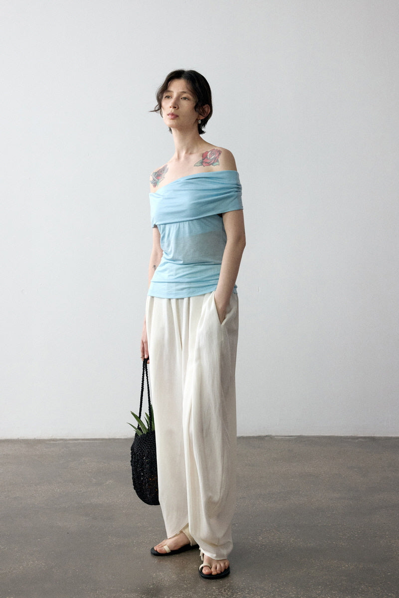 Draped Off-Shoulder Slim Top