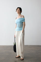 Draped Off-Shoulder Slim Top