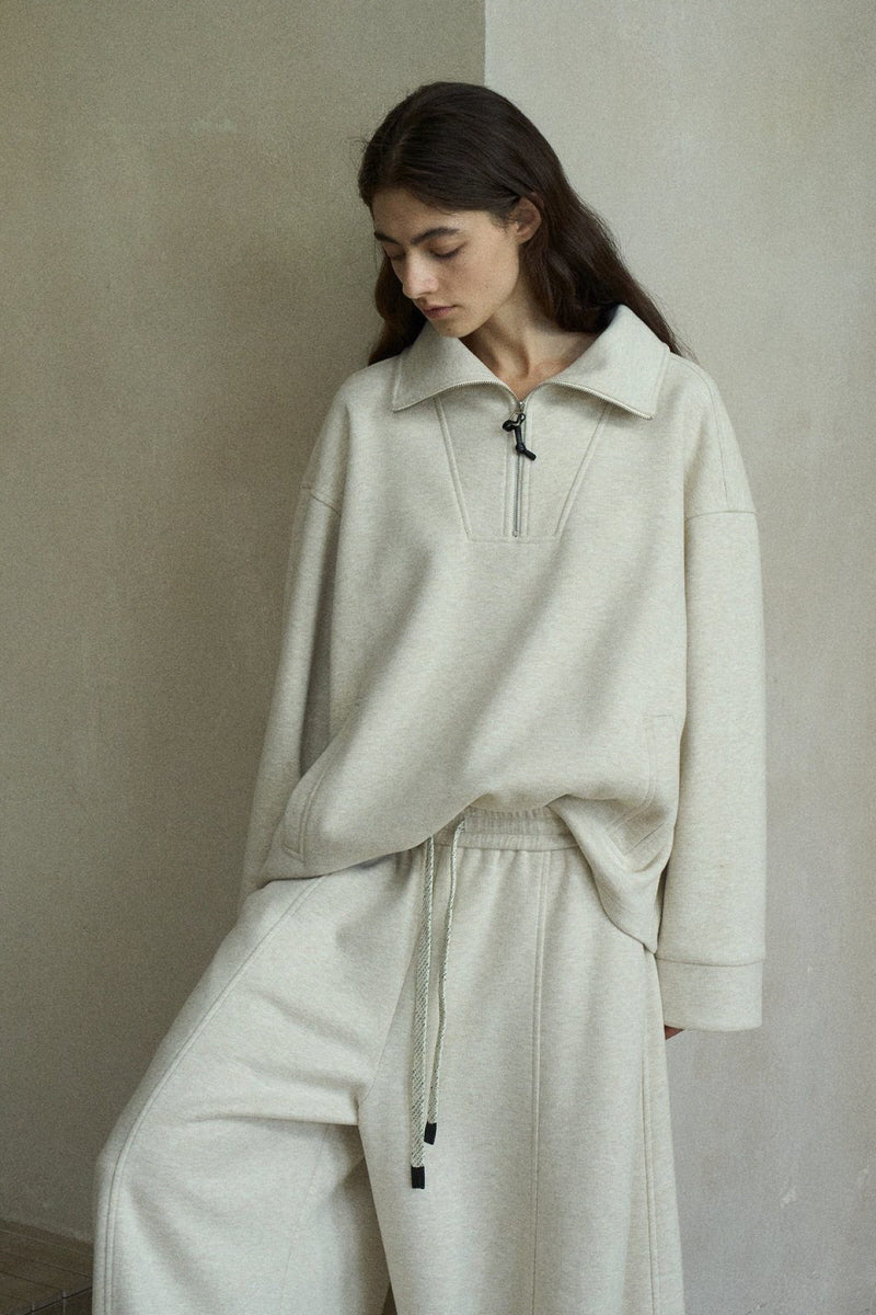 Sheer-Gauze Pullover Sweatshirt
