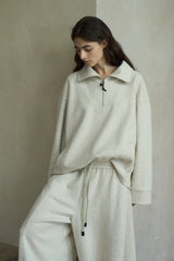 Sheer-Gauze Pullover Sweatshirt
