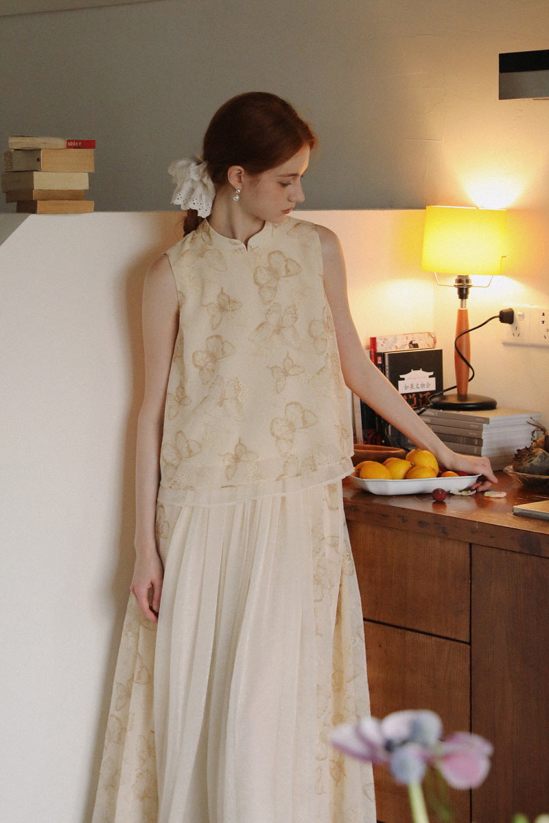 Gentle Wind Butterfly Print Shirt