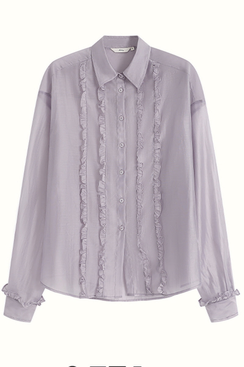 Ruffle Trim Loose Fit Shirt