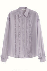 Ruffle Trim Loose Fit Shirt