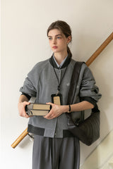 Vintage Contrast Embroidery Loose Cropped Jacket