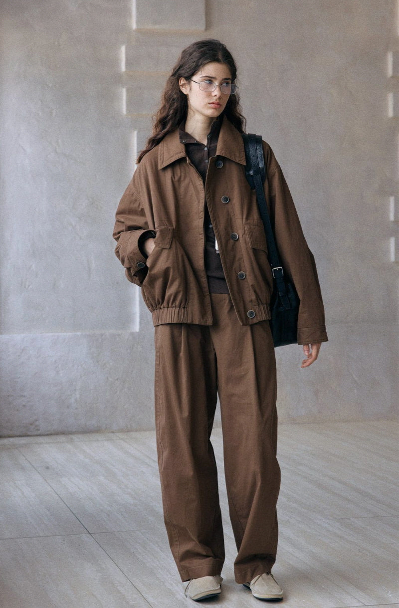 Pleated Curved Slacks