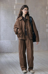 Pleated Curved Slacks