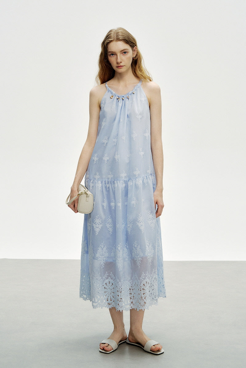 Beaded Halterneck Sleeveless Dress