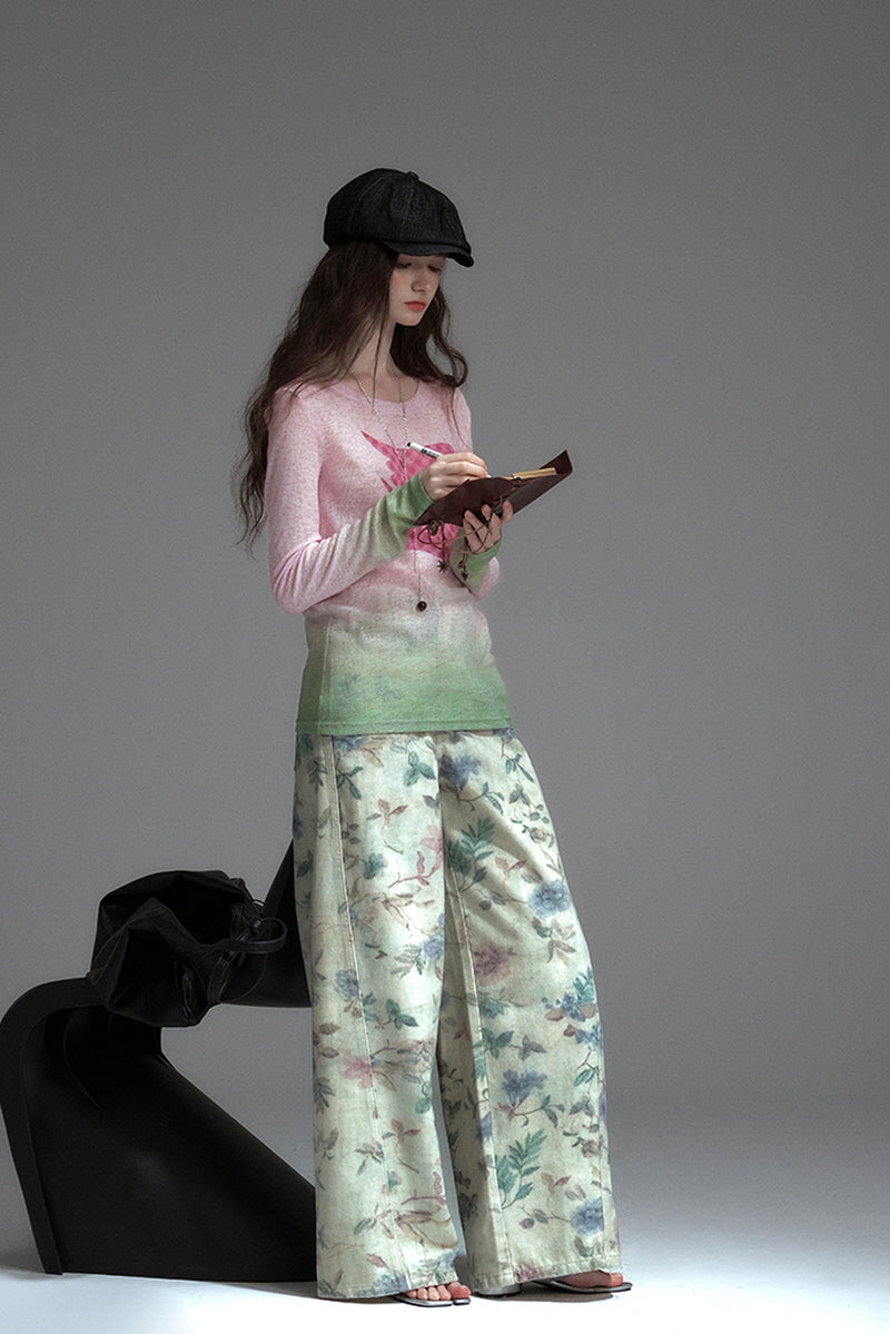 Gradient Print Long Sleeve T-Shirt
