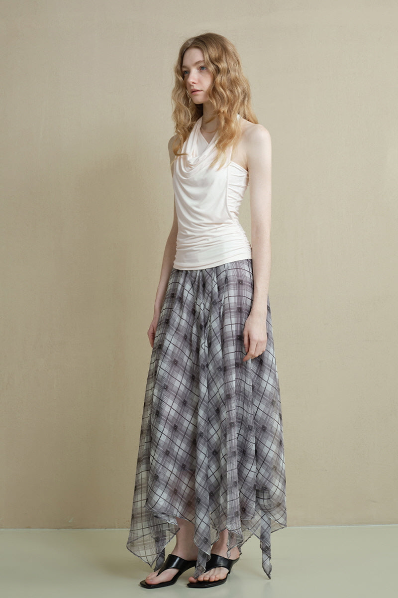 Slanted Shoulder Swing-Neck Vest Top