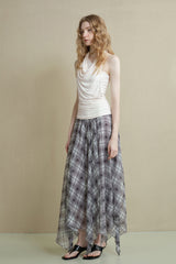 Slanted Shoulder Swing-Neck Vest Top