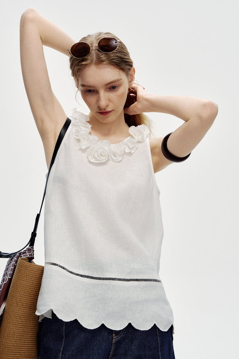 Three-Dimensional Petal Vest Top
