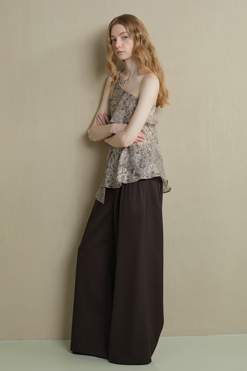 Irregular Strap Ruffle Top