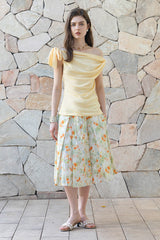 Vintage Pleated A-Line Umbrella Skirt