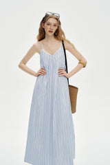 Striped Backless Slip Dress