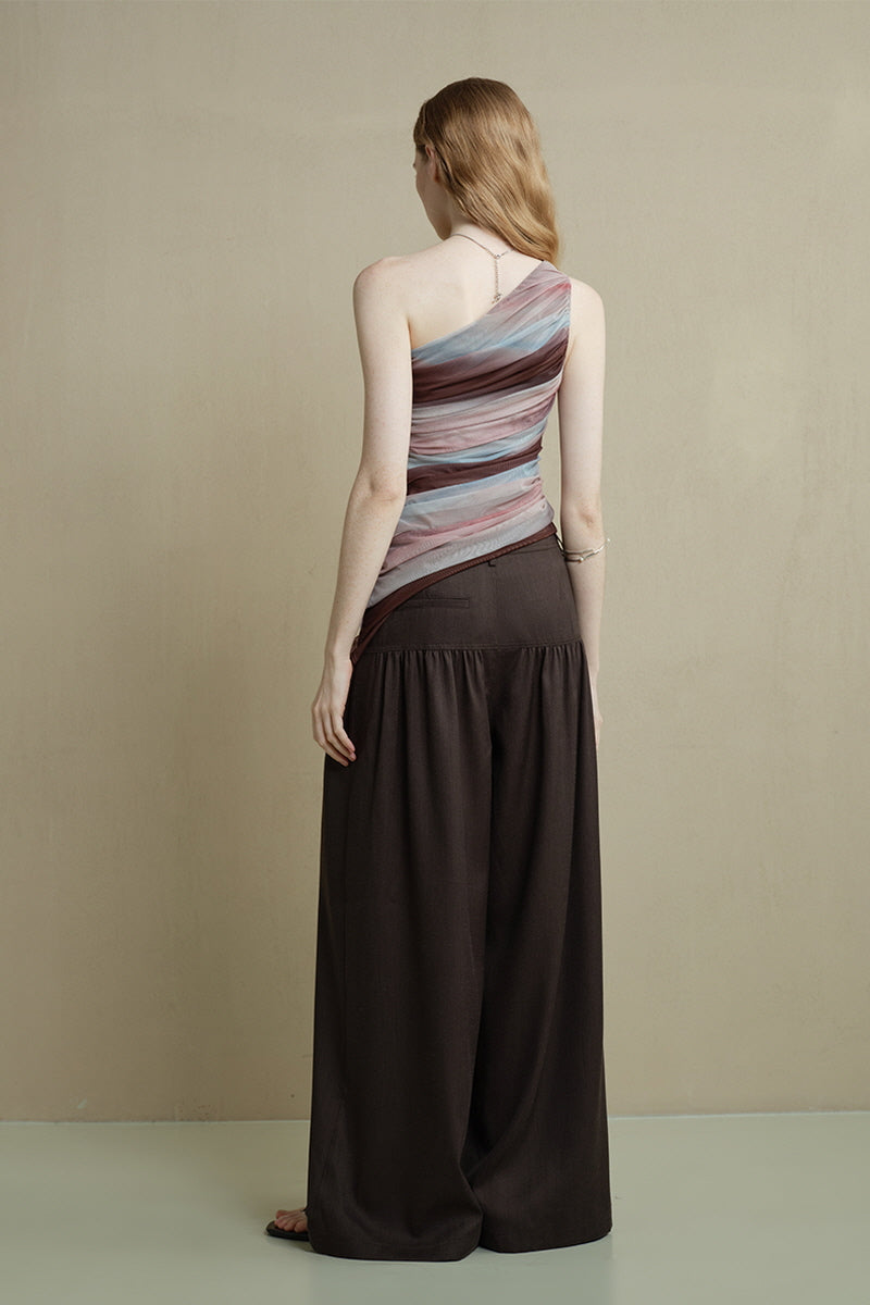 Pleated Wide-Leg Slacks